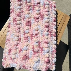 Handmade Crochet Baby Blanket in Raspberry Kisses